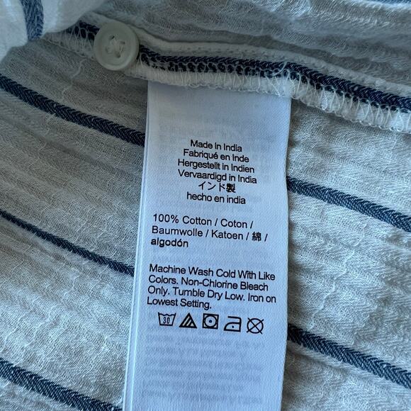 J Crew Puff Sleeve Top In Sheer Gauze Womens Large White Striped - Picture 8 of 8